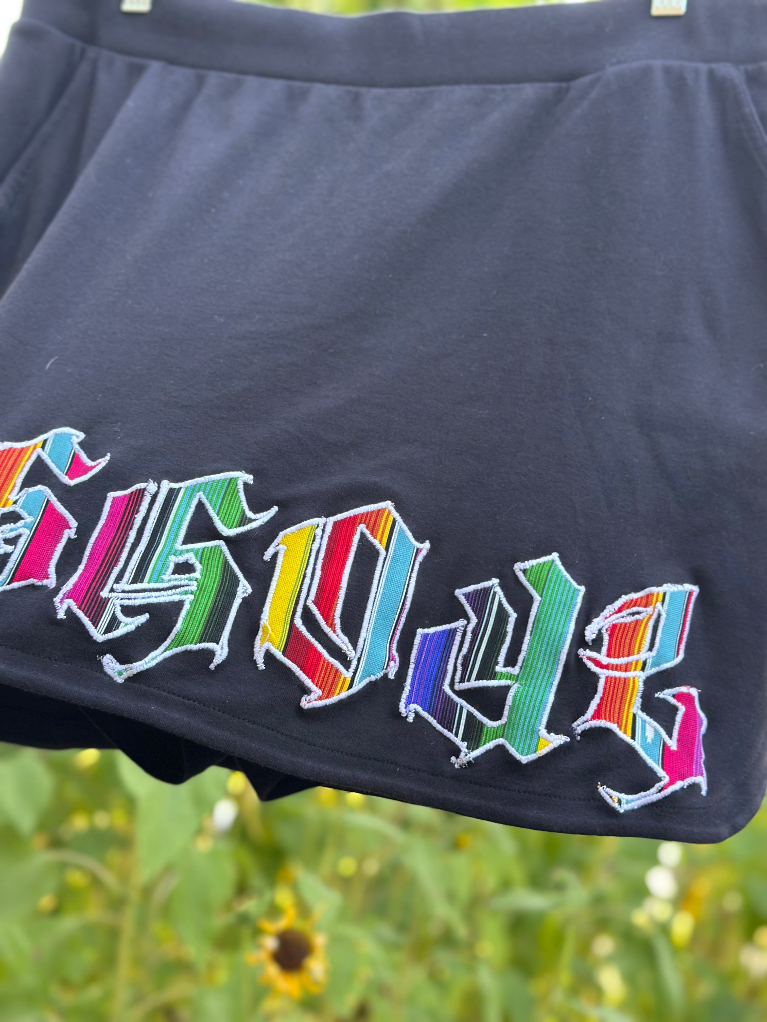 black skirt (with shorts!!) (AND POCKETS)