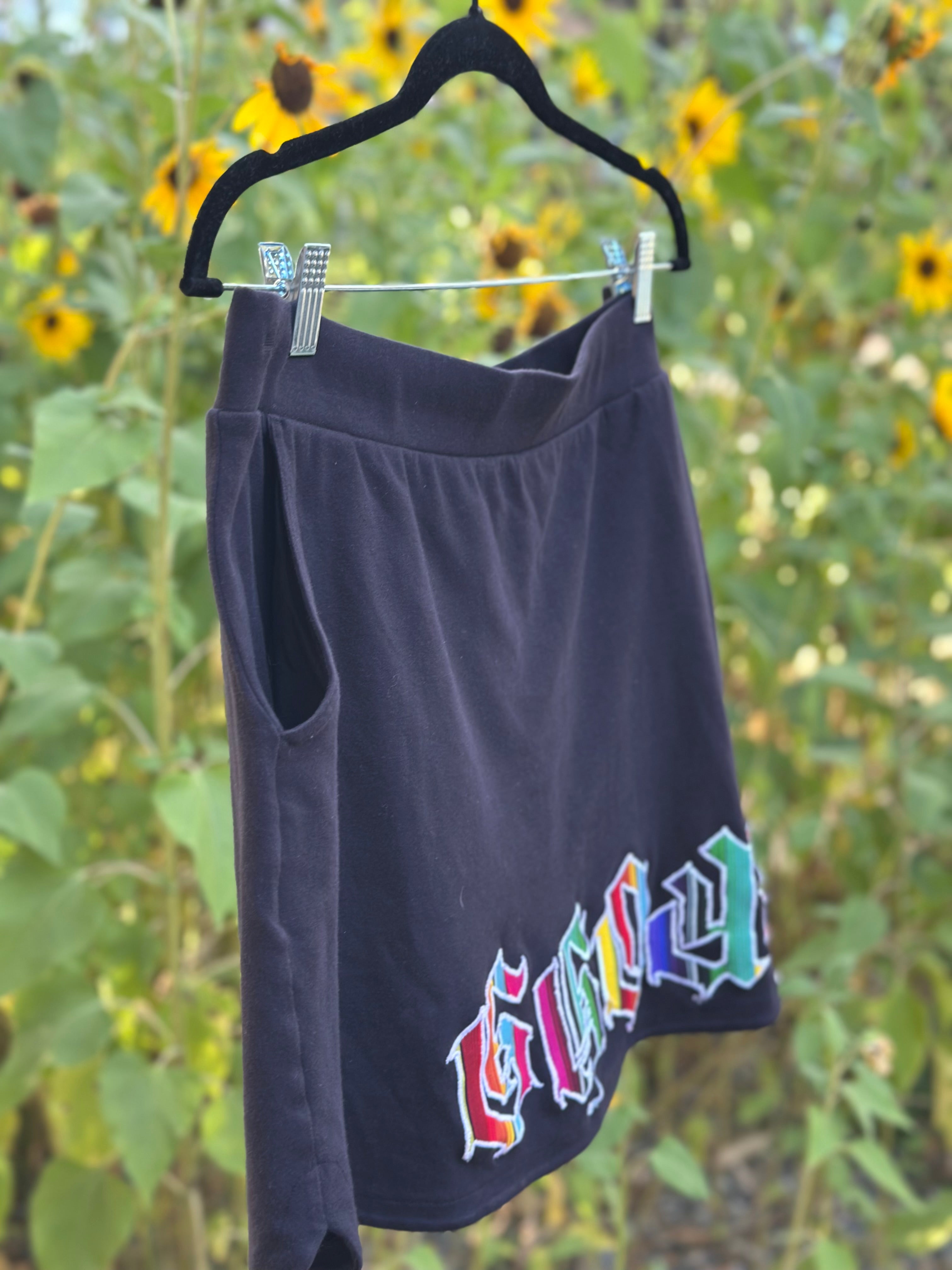 black skirt (with shorts!!) (AND POCKETS)