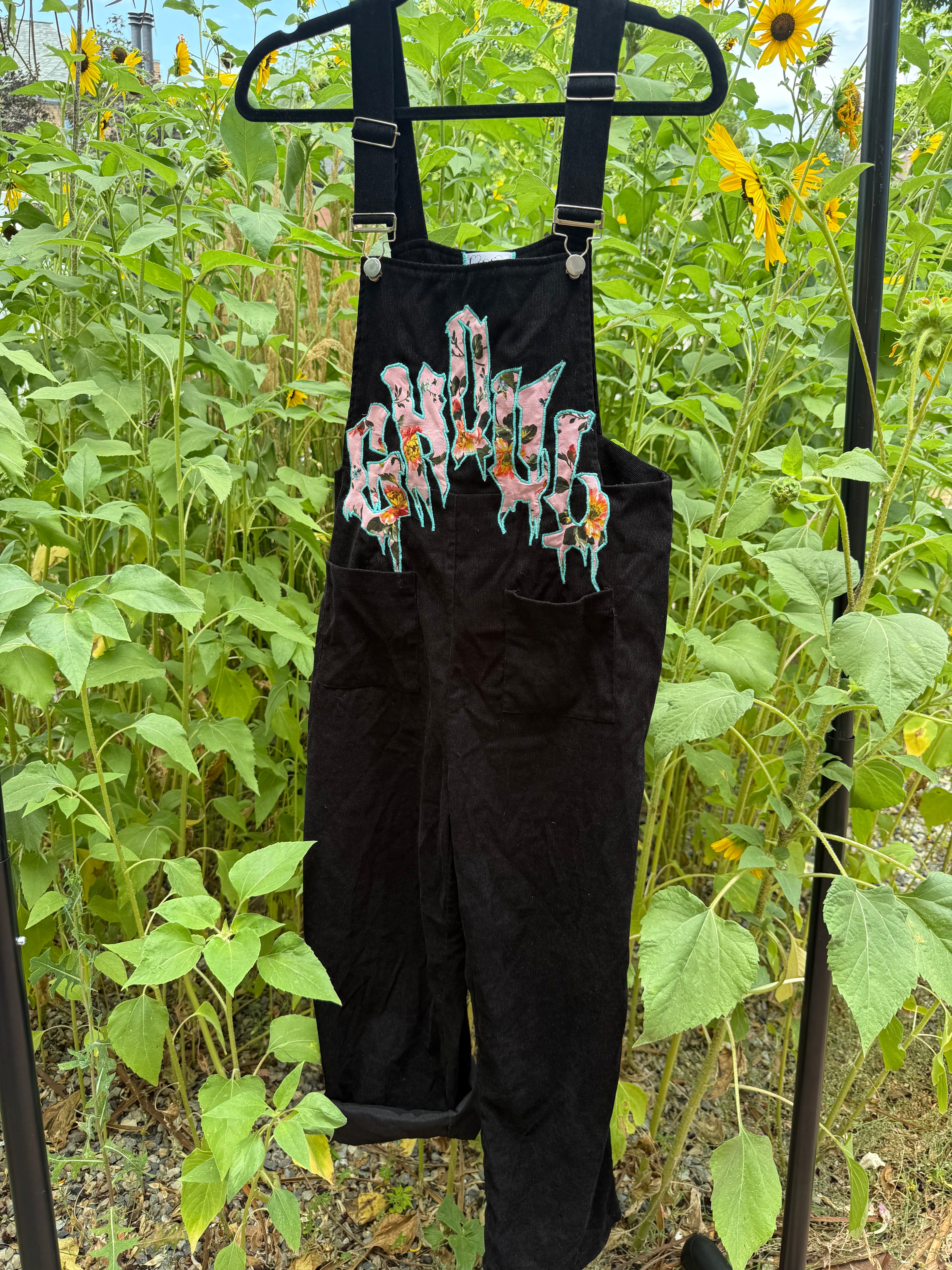black corduroy overalls