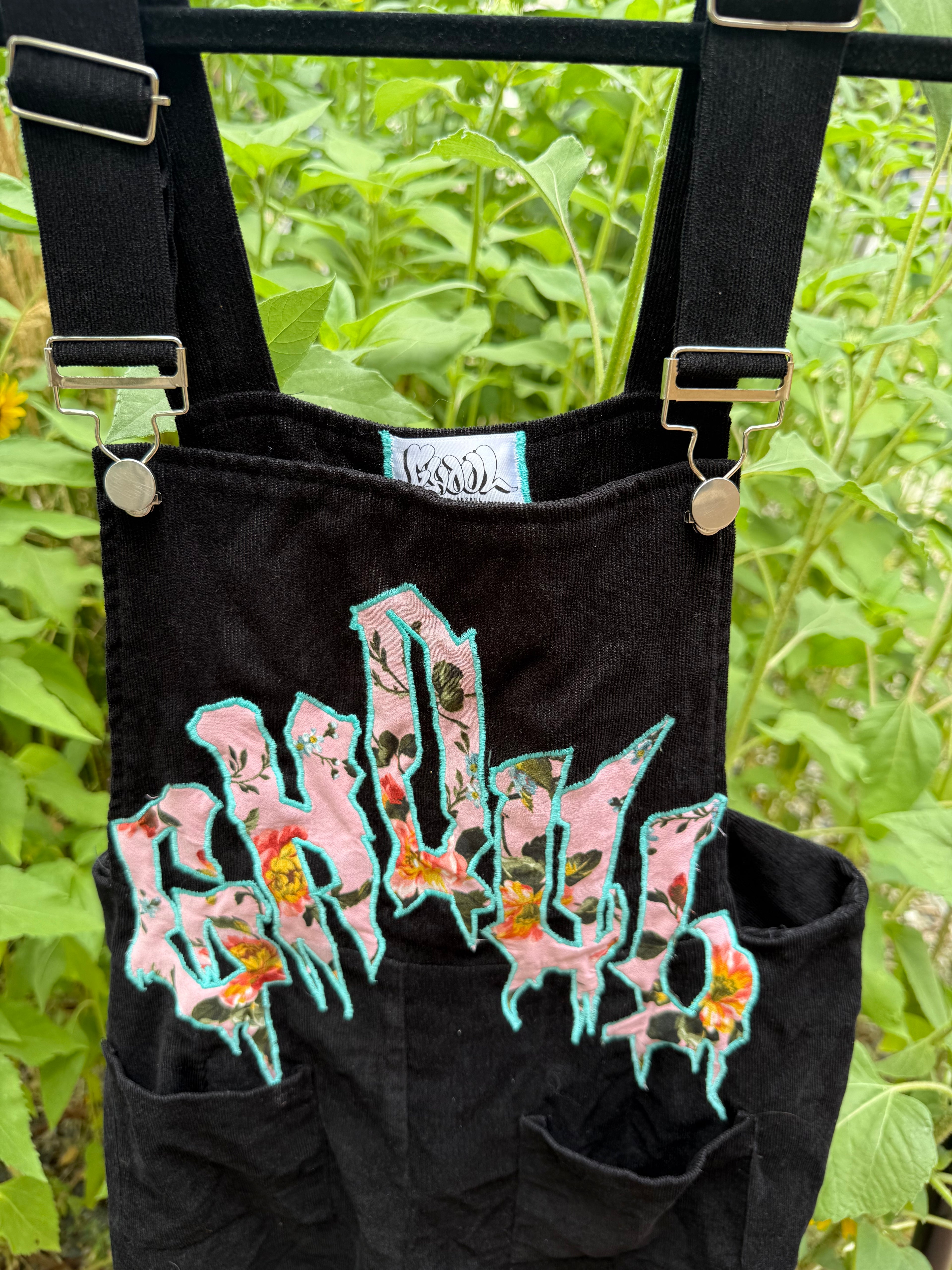 black corduroy overalls