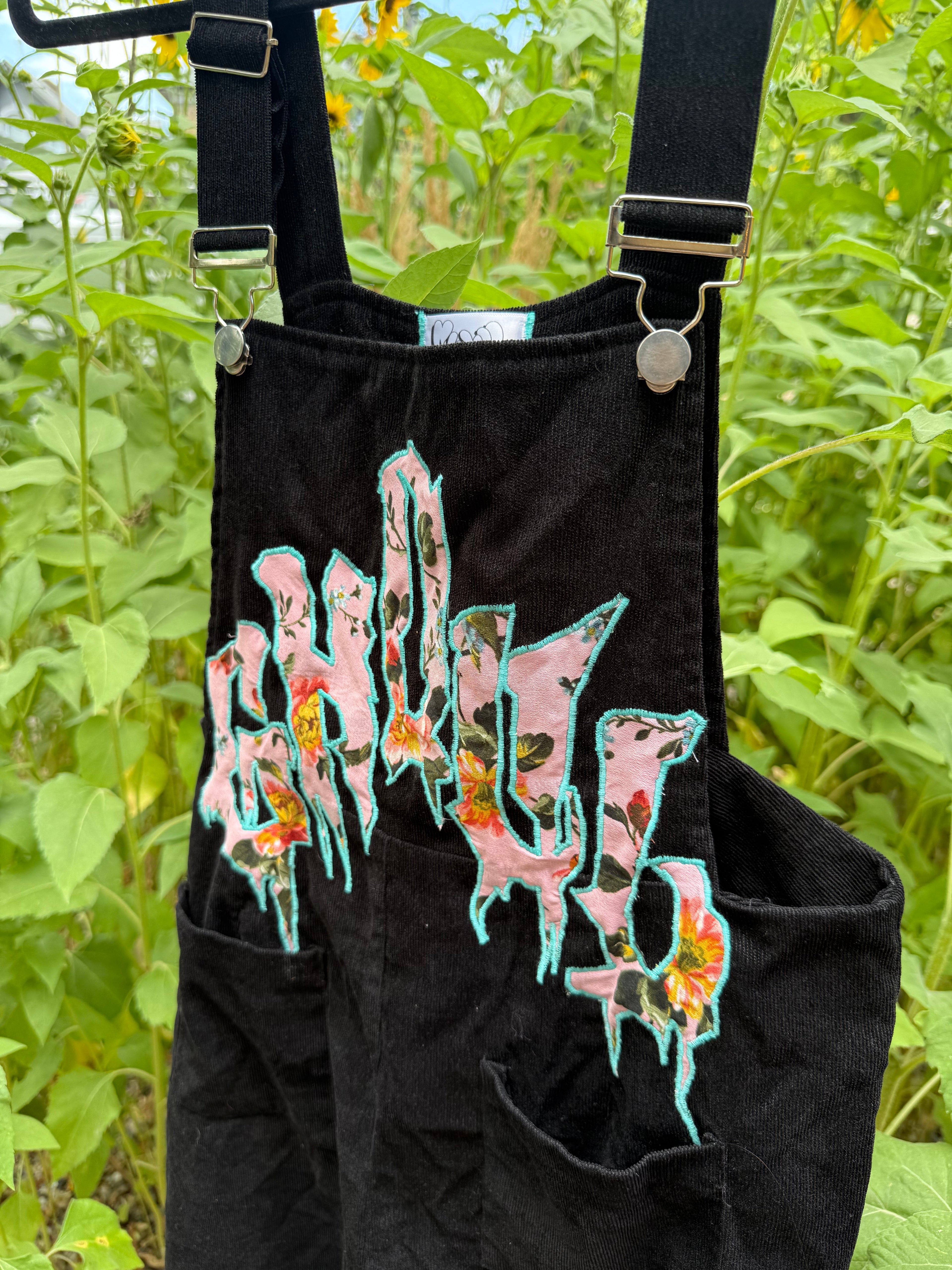 black corduroy overalls