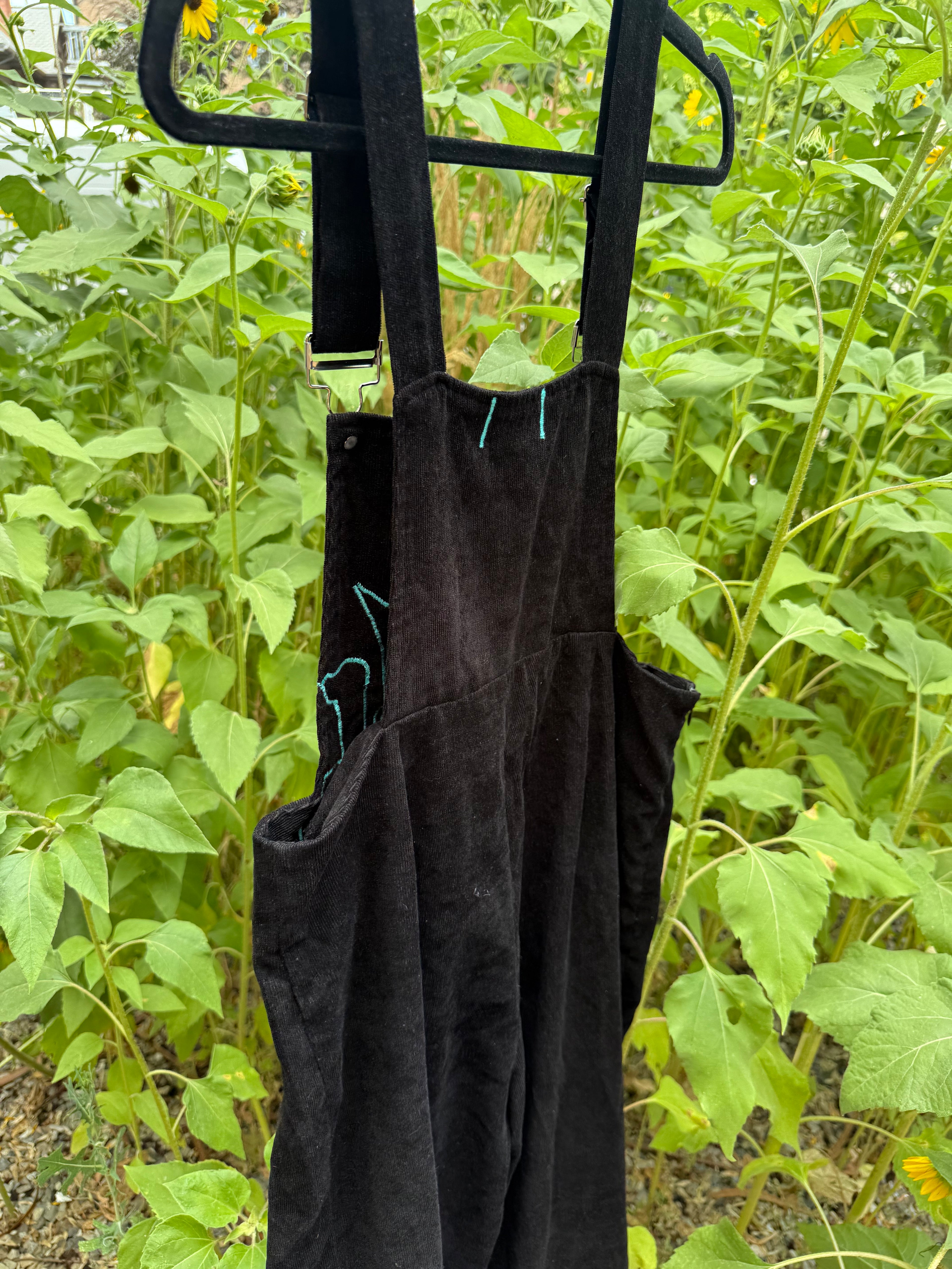 black corduroy overalls