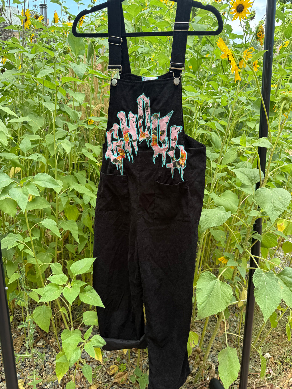 black corduroy overalls