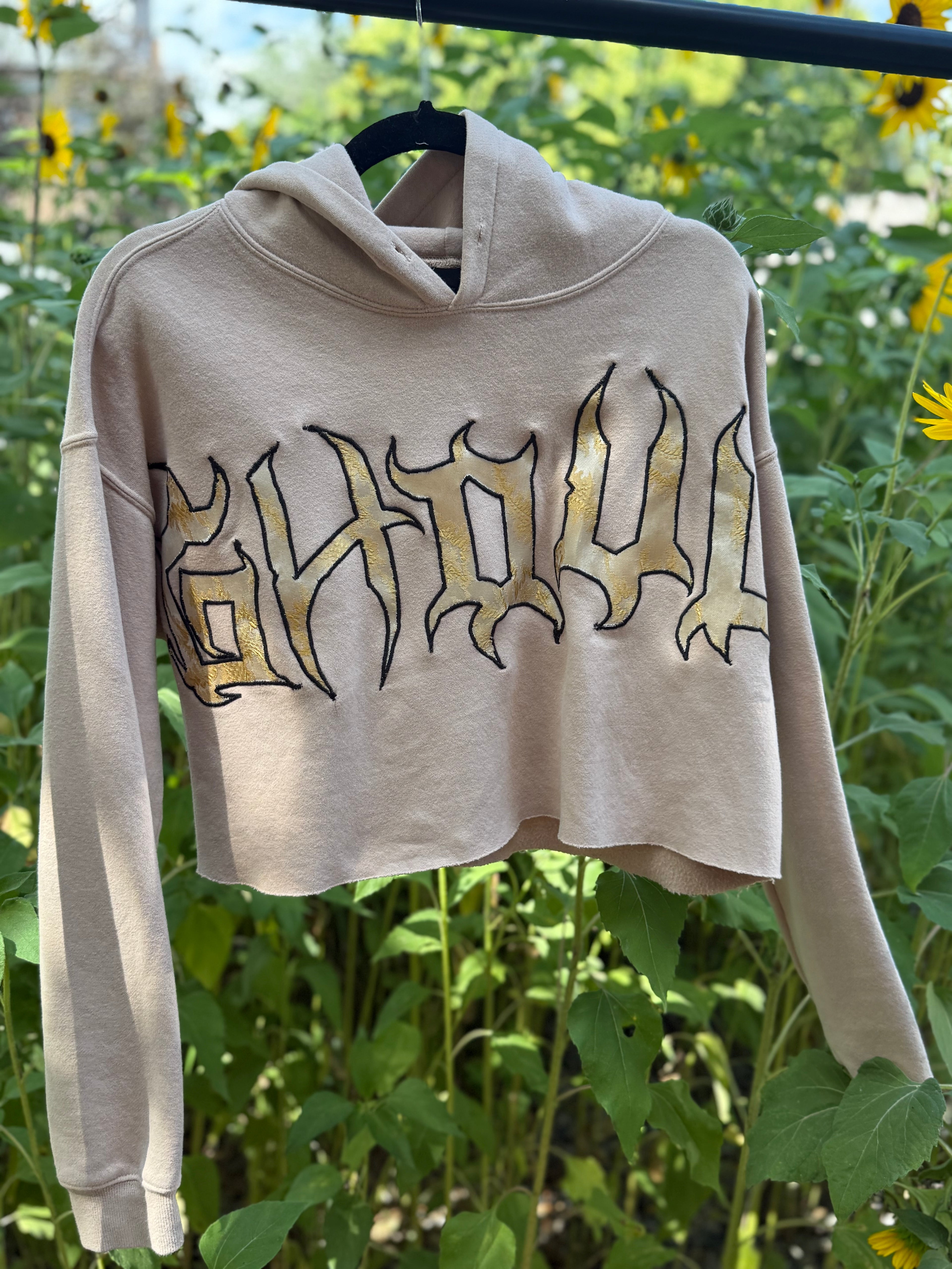 gold crop hoodie